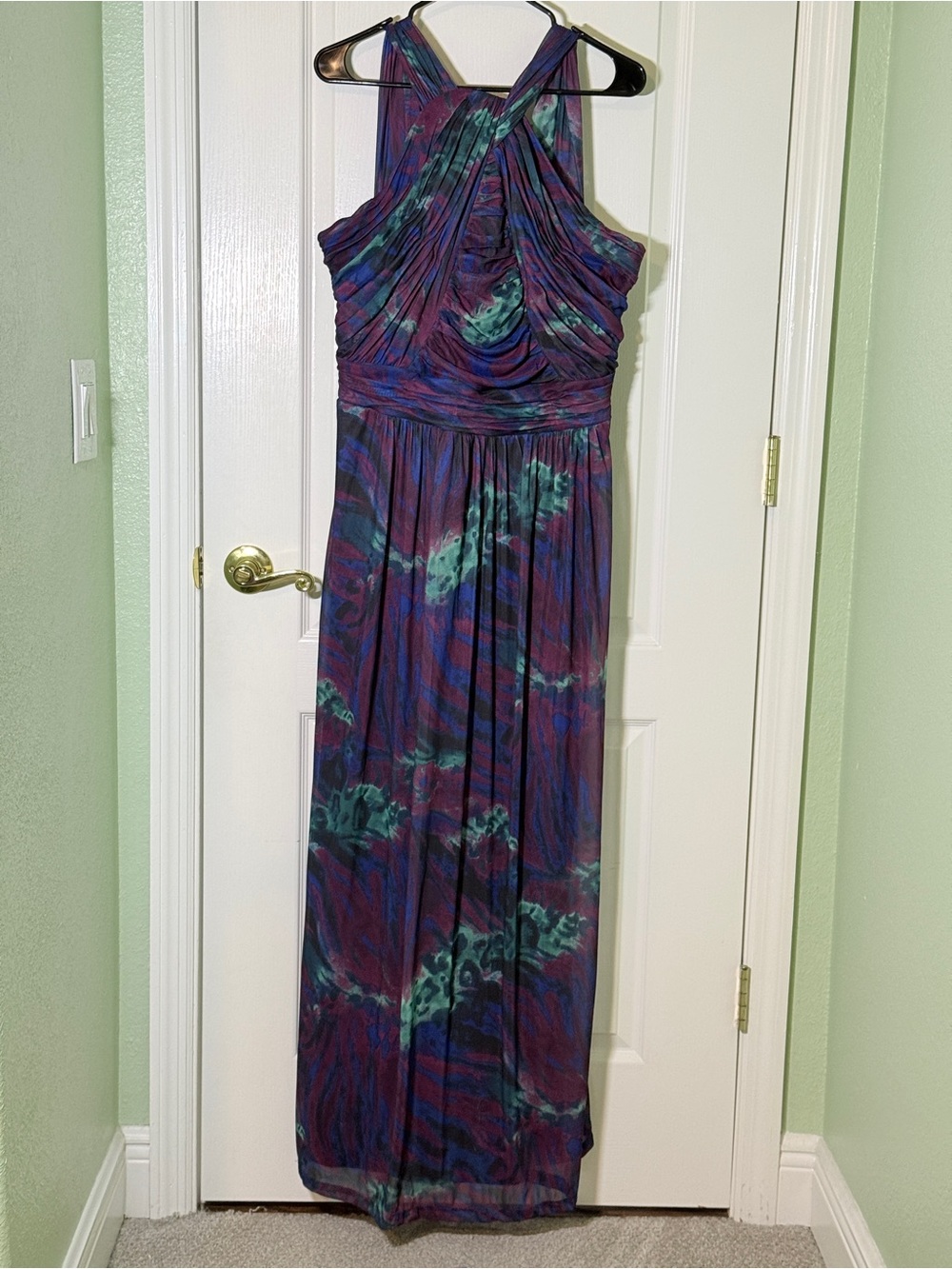 Purple & Teal Printed Maxi Dress